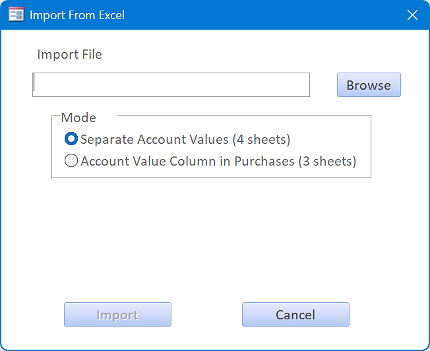 Import dialog